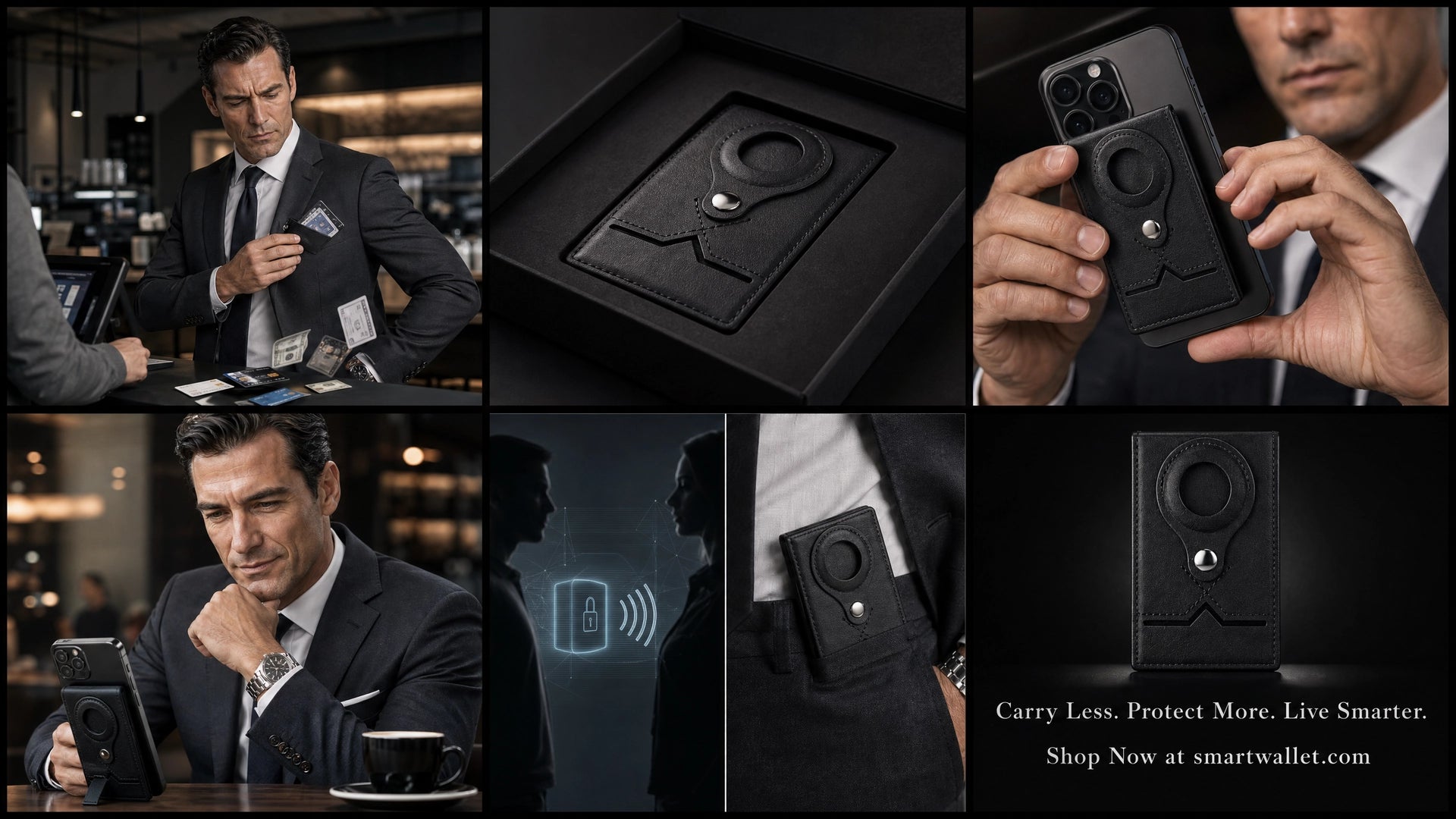 Men's RFID Leather Wallet with Magnetic Phone Holder | 9 Card Slots & Slim Capacity
