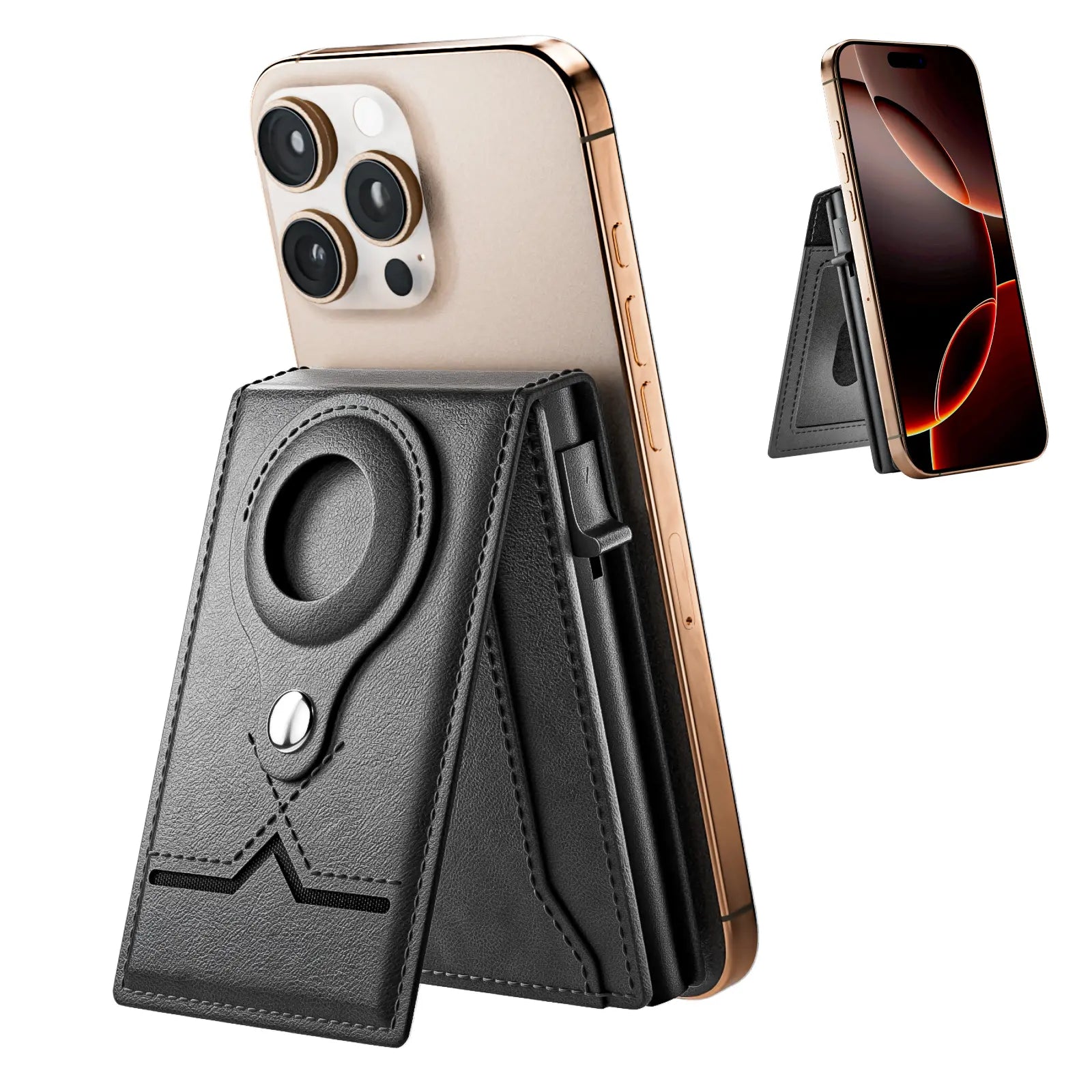 Men's RFID Leather Wallet with Magnetic Phone Holder | 9 Card Slots & Slim Capacity