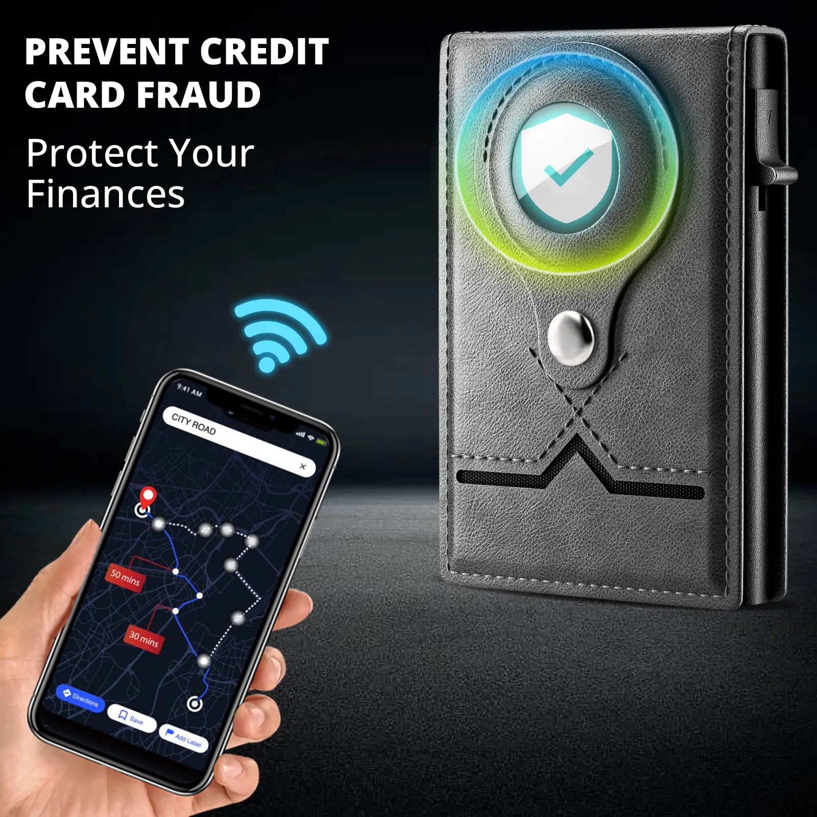 Men's RFID Leather Wallet with Magnetic Phone Holder | 9 Card Slots & Slim Capacity
