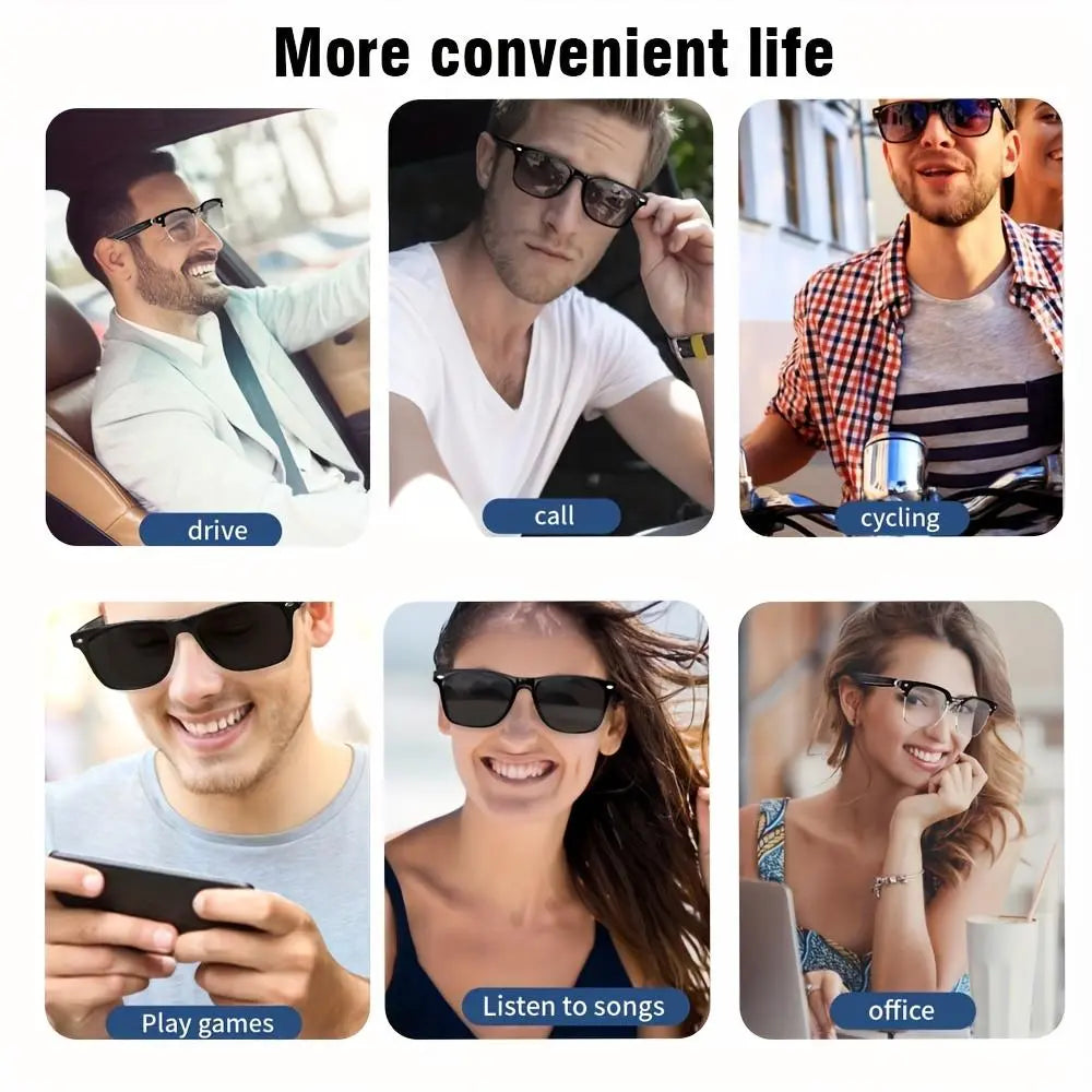 Senbono Smart Audio Glasses: Bluetooth Eyewear with Mic & Clear Lens