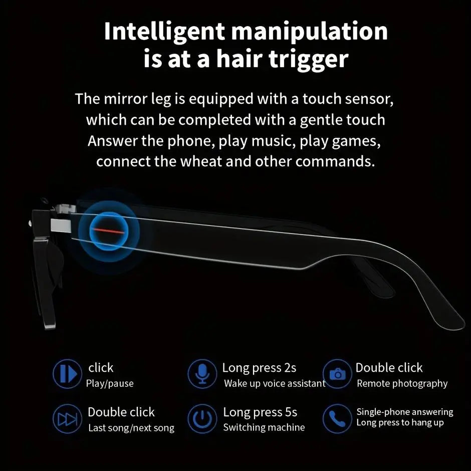 Senbono Smart Audio Glasses: Bluetooth Eyewear with Mic & Clear Lens