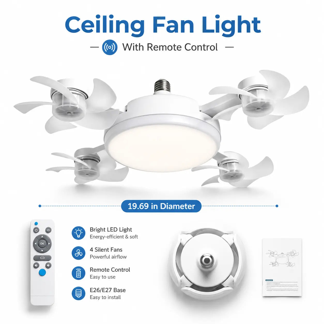 Smart Screw-In Ceiling Fan & Light