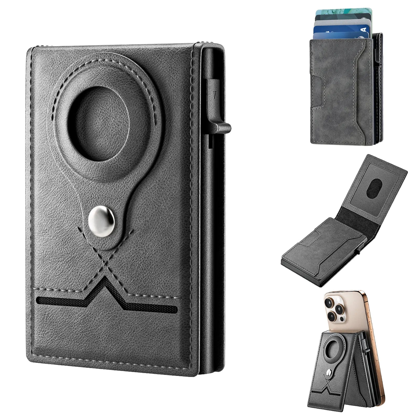 Men's RFID Leather Wallet with Magnetic Phone Holder | 9 Card Slots & Slim Capacity